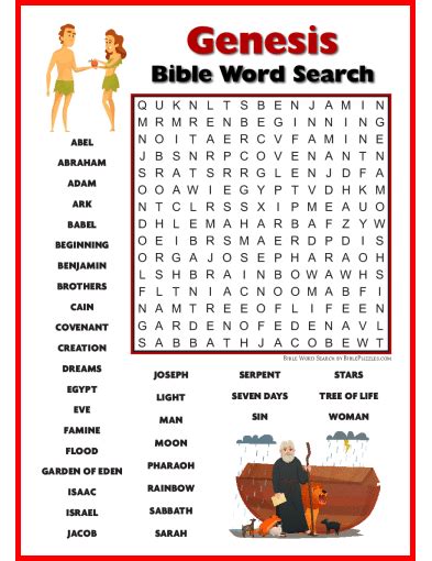Genesis Bible Wordsearch Puzzle