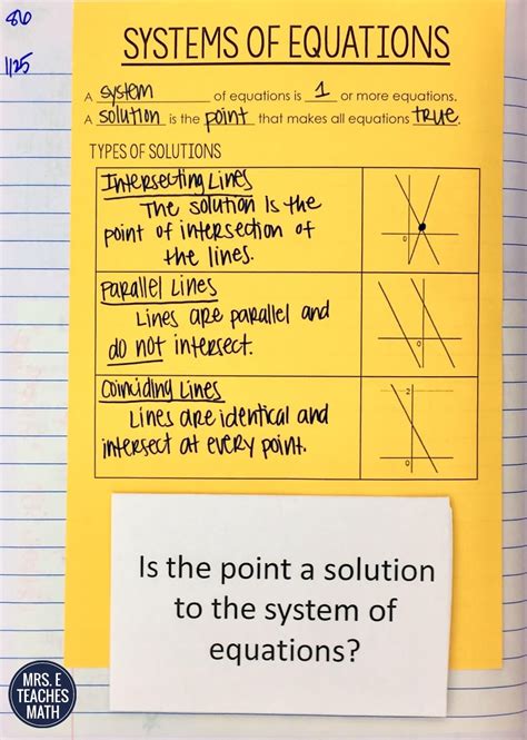 However, the solutions of most equations are not immediately evident by inspection. Systems of Equations INB Pages | Mrs. E Teaches Math