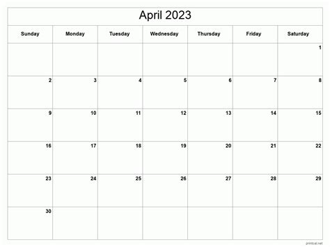 Free Printable April 2023 Calendar 12 Templates Zohal