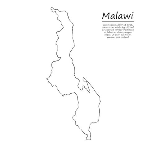 Premium Vector Simple Outline Map Of Malawi Silhouette In Sketch