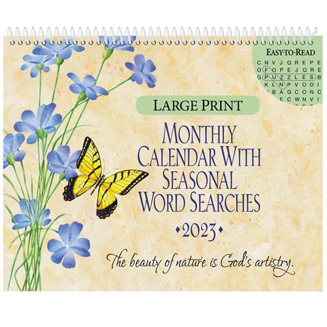 Large Print Word Search Calendar Word Calendar Easy Comforts