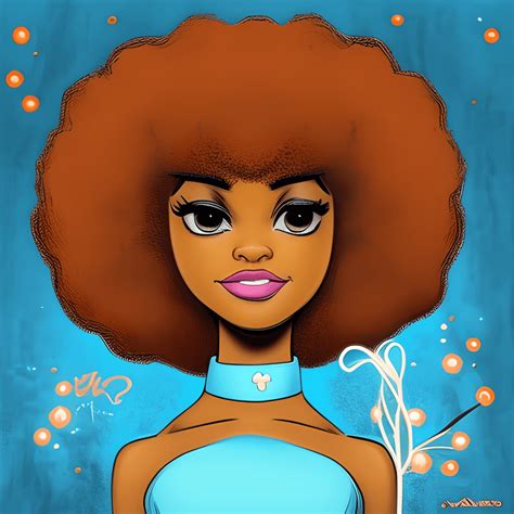 Gorgeous Dark Skinned Disney Cartoon Girl With Afro Hair · Creative Fabrica