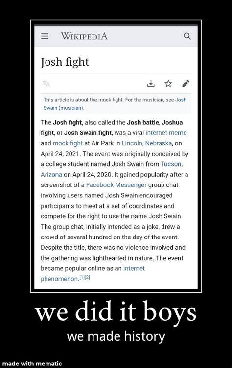 Wikipedia Josh Fight This Article Is About The Memegine