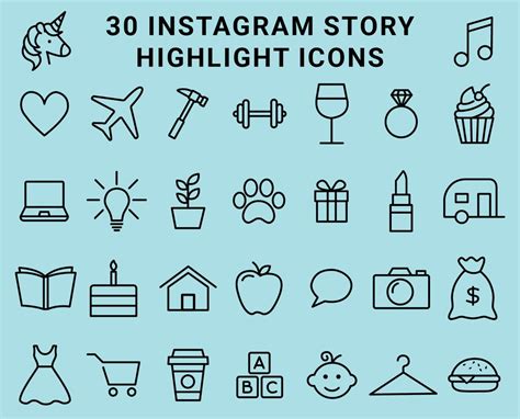 Instagram users constantly use the highlight stories section to save meaningful photos or videos. 30 Instagram Highlight Icons - Blue and Black - Mimosa Designs