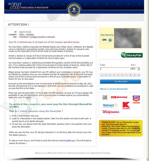 Do not ignore this important warning if you close this page without resolving issue, access to your computer will be disabled to prevent further damage to our network. Remove Fake FBI Moneypak Scam Without Paying Fine 2019 ...