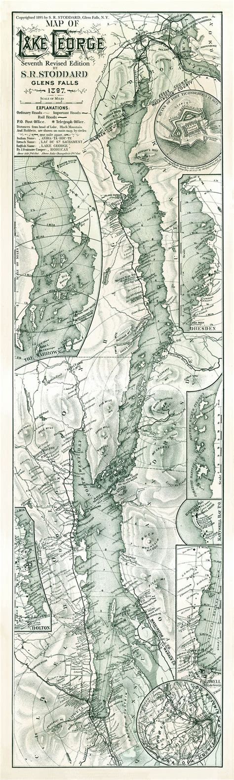 Map Of Lake George 1897 Glens Falls Also Includes Fort Ticonderoga