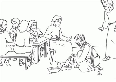 Jesus Washing His Disciples Feet Coloring Pages Sketch Coloring Page