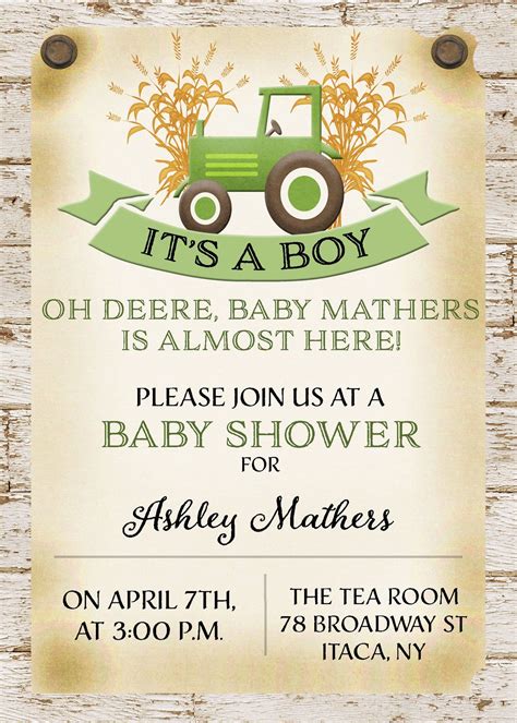 Tractor Baby Shower Invitation Tractor Baby Shower Invitations