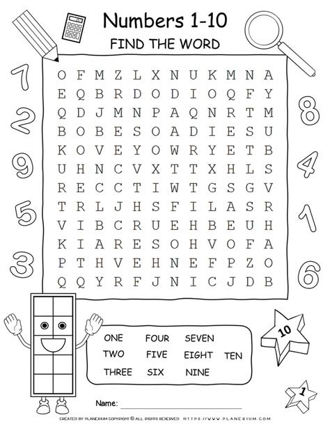 Printable Number Word Search Cool2bkids Numbers Worksheets Find The