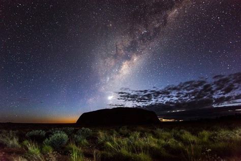 Milky Way Rise Over Ayers Rock In Ularu Northern Territory Australia