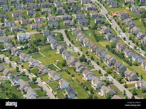 Aerial View Of Pennsylvania Suburban Houses Residential Neighborhood