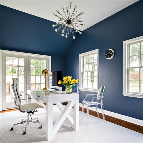 Dramatic Navy Home Office Blue Home Offices Home Office Design