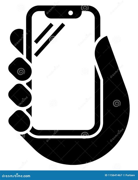 Mobile Phone In Hand Icon Stock Vector Illustration Of Smartphone