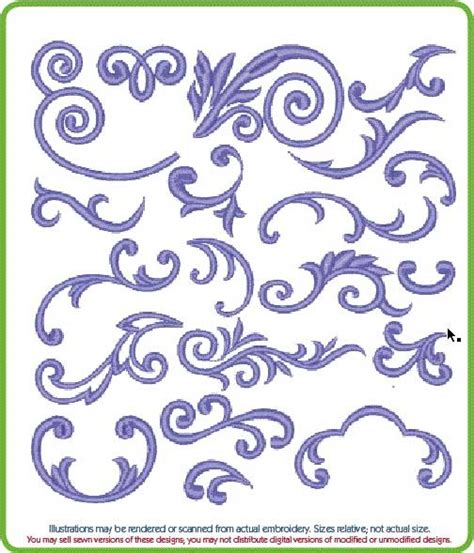 Many Swirls Royal Icing Templates Machine Embroidery Designs Royal