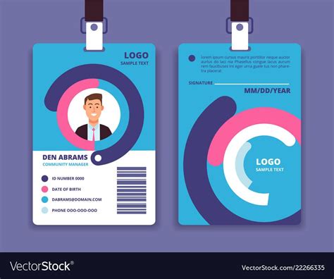 No need to download to start immediately. Corporate id card professional employee identity vector ...
