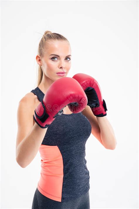 Portrait Of A Beautiful Woman Boxing Stock Photo Image Of Athlete