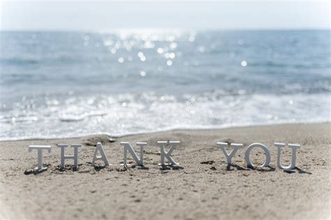 Thank You Word Drawn On The Beach Sand Stock Image Image Of Ideas