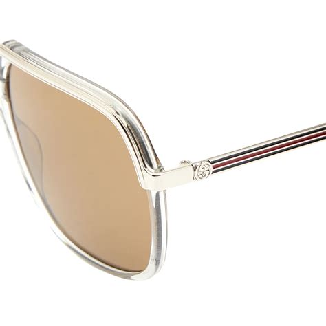 gucci aviator sunglasses grey silver and brown end sg
