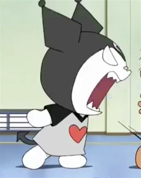 Kuromi Yelling Mad Annoyed 검은 고양이 그림 헬로키티 귀여운 그림