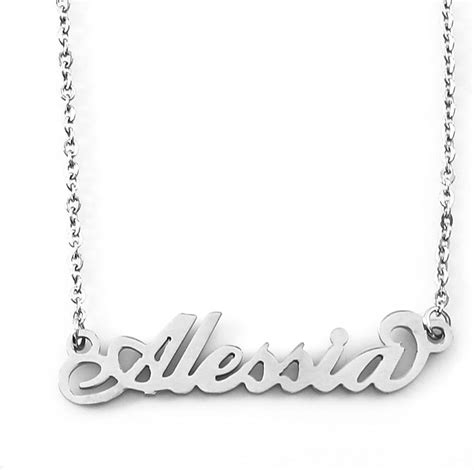 Alessia Name Necklace Italic 18ct Silver Tone Personalized