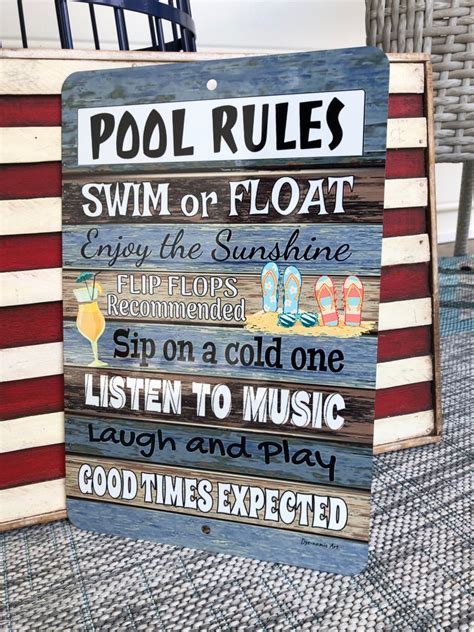Pool Rules Swimming Pool Metal Sign Allhap
