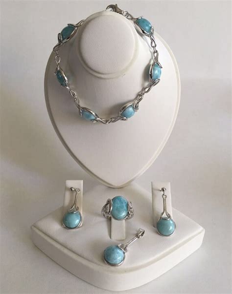 Beautiful Larimar 5 Piece Jewelry Set By Larimartreasures On Etsy