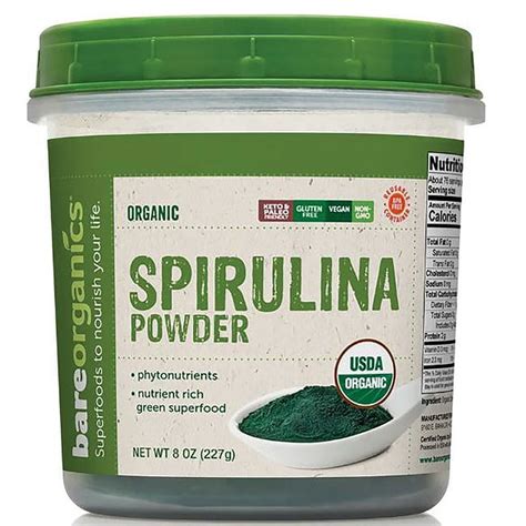 Bareorganics Organic Spirulina Powder Oz Pwdr Walmart Com