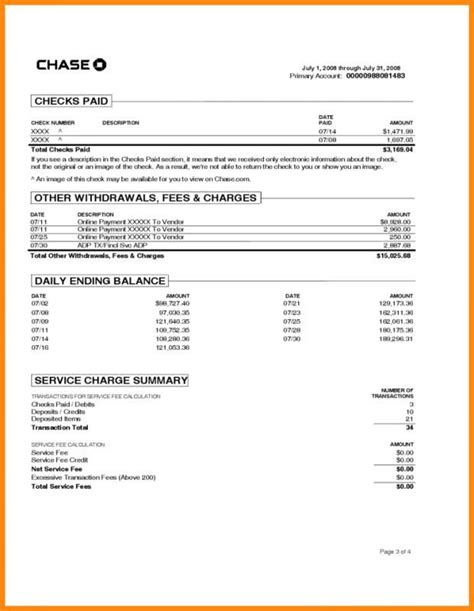 Chase Bank Statements Statement Template Doctors Note Template Bank