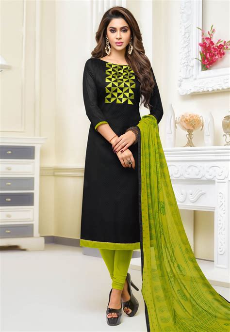 Buy Black Cotton Churidar Suit 168331 Online At Lowest Price From Huge Collection Of Salwar