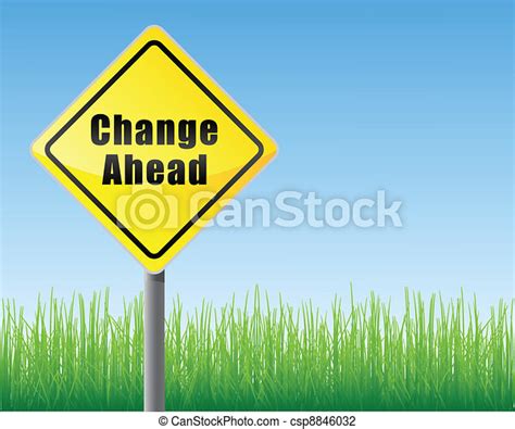 Vector Illustration Of Road Sign Change Ahead Road Sign