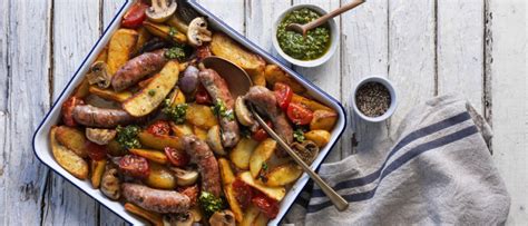 Rub them all over with the canola oil and bake until they are cooked thoroughly and soft in the center, about 1 hour. Sausage and Veggie Tray Bake | Food in a Minute