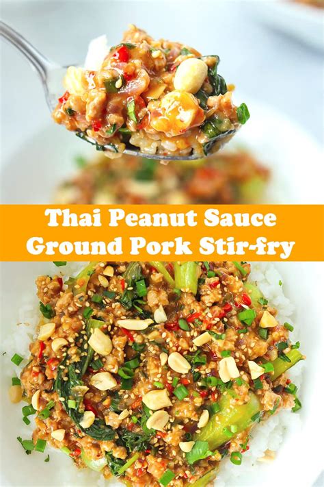 Peanut Sauce Ground Pork Stir Fry 30 Minute Recipe That Spicy Chick