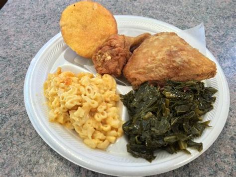 Fried Chicken Collard Greens Mac And Cheese And Corn Bread Picture