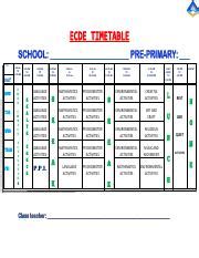 Pp Pp Timetable Pdf Ecde Timetable School Pre Primary Time Arrival To Course Hero
