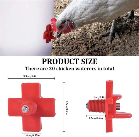 20 Pack Horizontal Chicken Waterer Nipples For Bucket Side Mount Poultry Watering Nipples For