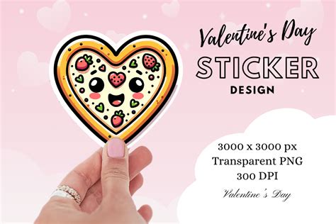Heart Shaped Pizza Valentines Sticker Graphic By Dreamwings Creations