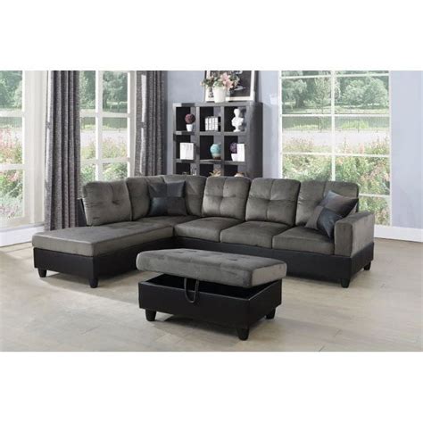 PonLiving Furniture Aiden 104 Sectional Sofa Chaise With Ottoman