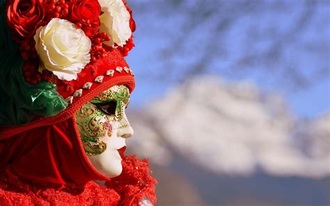 fondos de pantalla flores rojo máscara perfil primavera trajes ropa carnavales