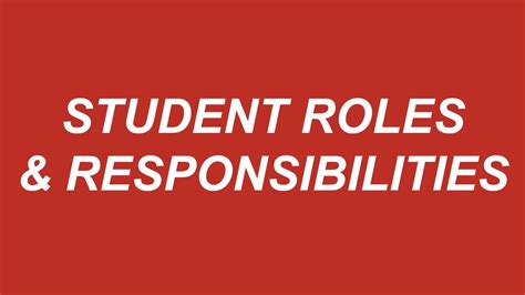 Student Roles And Responsibilities Youtube