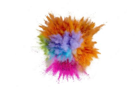 Premium Photo Colored Powder Explosion On A White Background