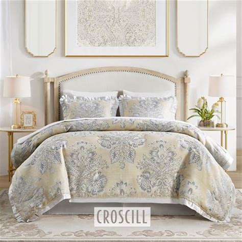 Loretta Beige Damask Comforter Set Bedding By Croscill