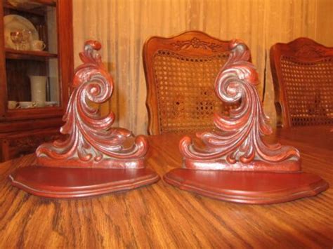 Unique ~vintage Syroco Wooden Brown Bookends ~ Syracuse Ornamental