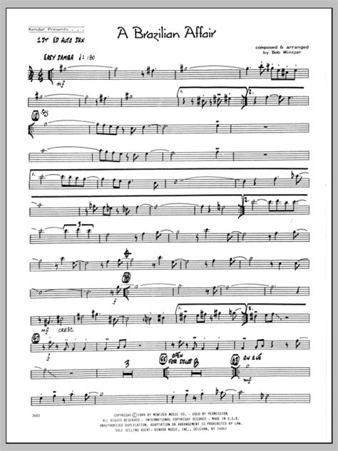 Bob Mintzer Brazilian Affair 1st Eb Alto Saxophone Sheet Music