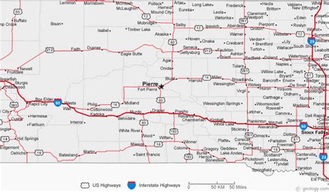 South Dakota Map With Cities And Towns Maping Resources