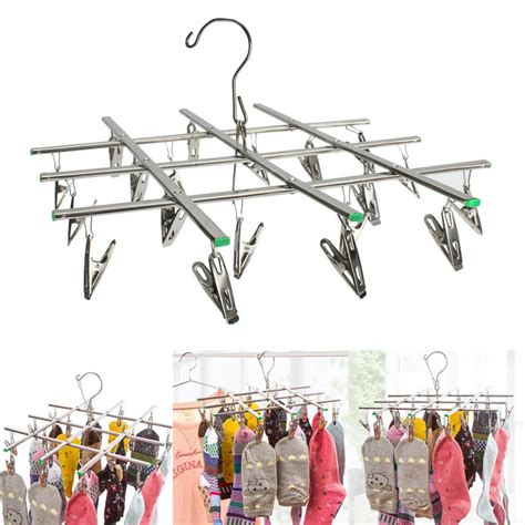 20 Pegs Laundry Clothes Hanging Rack For Drying Clothing Socks
