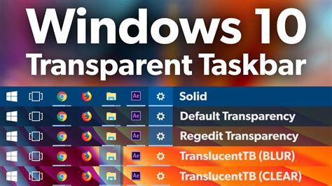 Make Windows 10 Taskbar Cleartransparent Youtube