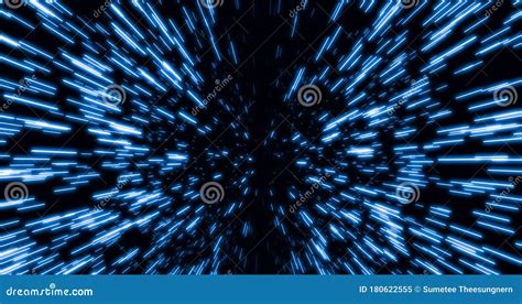 Abstract Hyperspace Of Light Speed And Warp Speed In Blue Star Trail