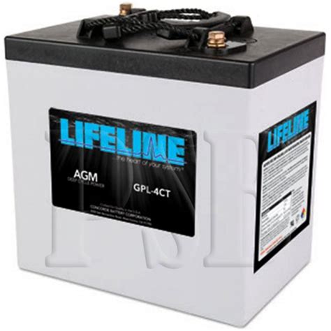 Gpl 4ct Lifeline Oem 6 Volt 220ah Sealed Agm Deep Cycle Marine Battery
