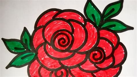 🌹rose Drawning। How To Draw A Rose। Flower Design Drawing।গোলাপ ফুল