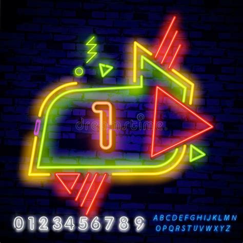 Neon City Font Sign Number 1 Signboard One Vector Illustration